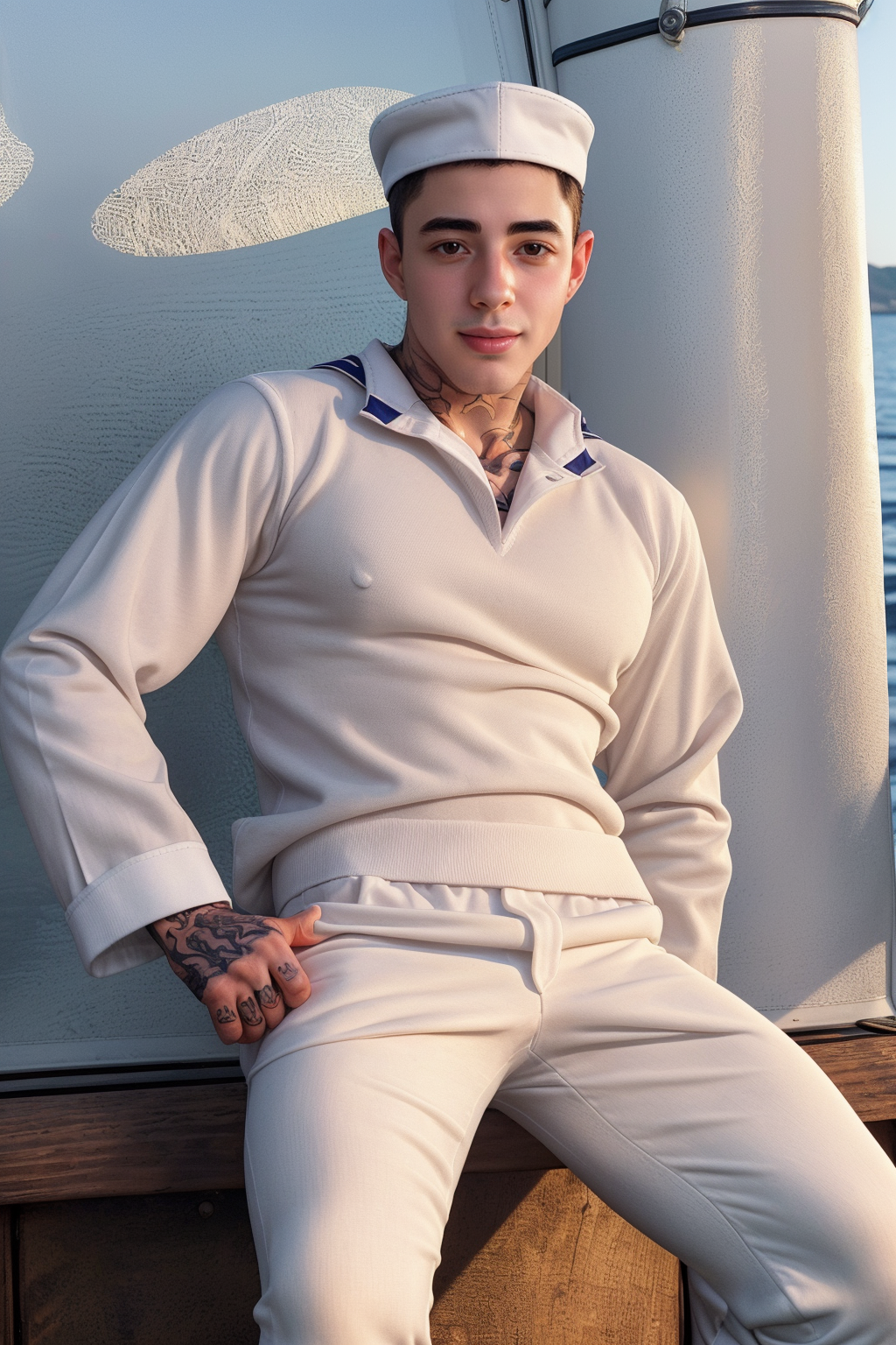 00001-4196853883-photo of male jakipz with tattoos _lora_jakipz-08_0.85_ sitting on a ship deck outdoors dressed as a sailor wearing a well-fitte.png